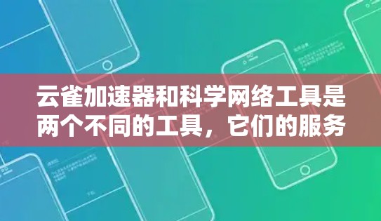 云雀加速器和科学网络工具是两个不同的工具,它们的服务和功能有所不同。以下是对这两个工具的详细比较和使用指南 云雀加速器和科学网络工具是两个不同的工具,它们的服务和功能有所不同。以下是对这两个工具的详细比较和使用指南